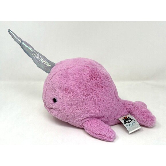 RETIRED Jellycat Sea Sorbet Narwhal Whale Plush Toy Pink Iridescent Horn Ocean - Picture 1 of 12